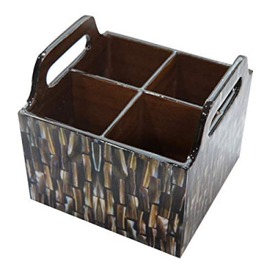 Glossy Brown Wooden Cutlery Stand Glossy Brown Wooden Cutlery Stand