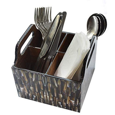Glossy Brown Wooden Cutlery Stand Glossy Brown Wooden Cutlery Stand