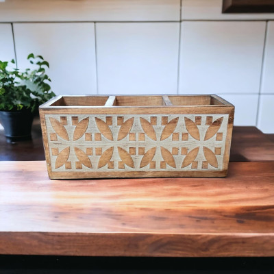 Rustic Wooden Cutlery Spoon Holder Rustic Wooden Cutlery Spoon Holder